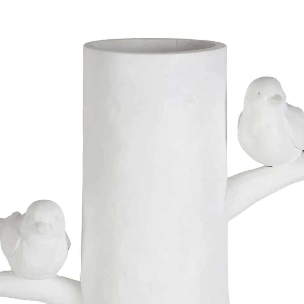 Vase moineau en résine blanc h35.5cm