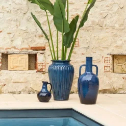 Vase pichet en grès indigo h24cm - Mijas
