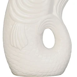 Vase Poisson en gres blanc h39cm