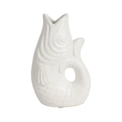 Vase poisson en grès blanc h19.5 cm - Mer