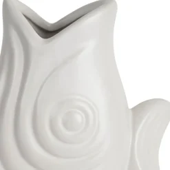 Vase poisson en grès blanc h30.5cm - mer