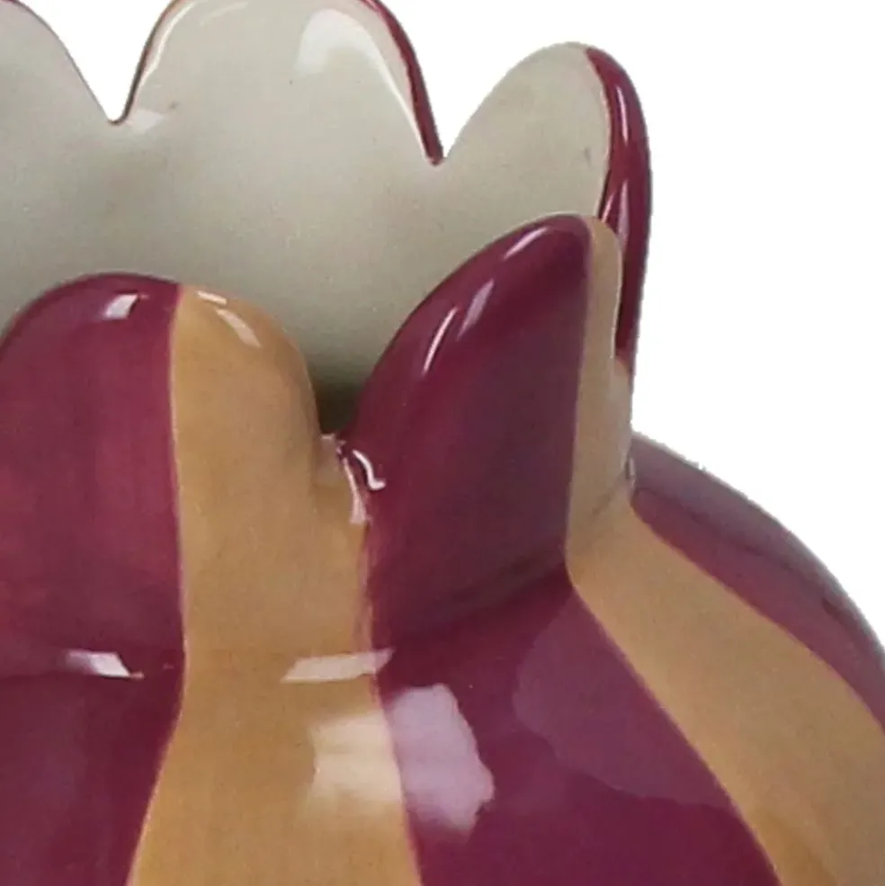 Vase rayures grès violet 10x10x16cm