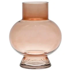 Vase rond brun en verre - madeira