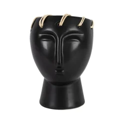 Vase visage en dolomite noir h14cm - Visage-Arty