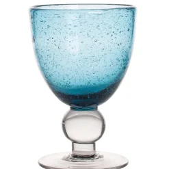 Verre à pied 28cl artisan bullé bleu