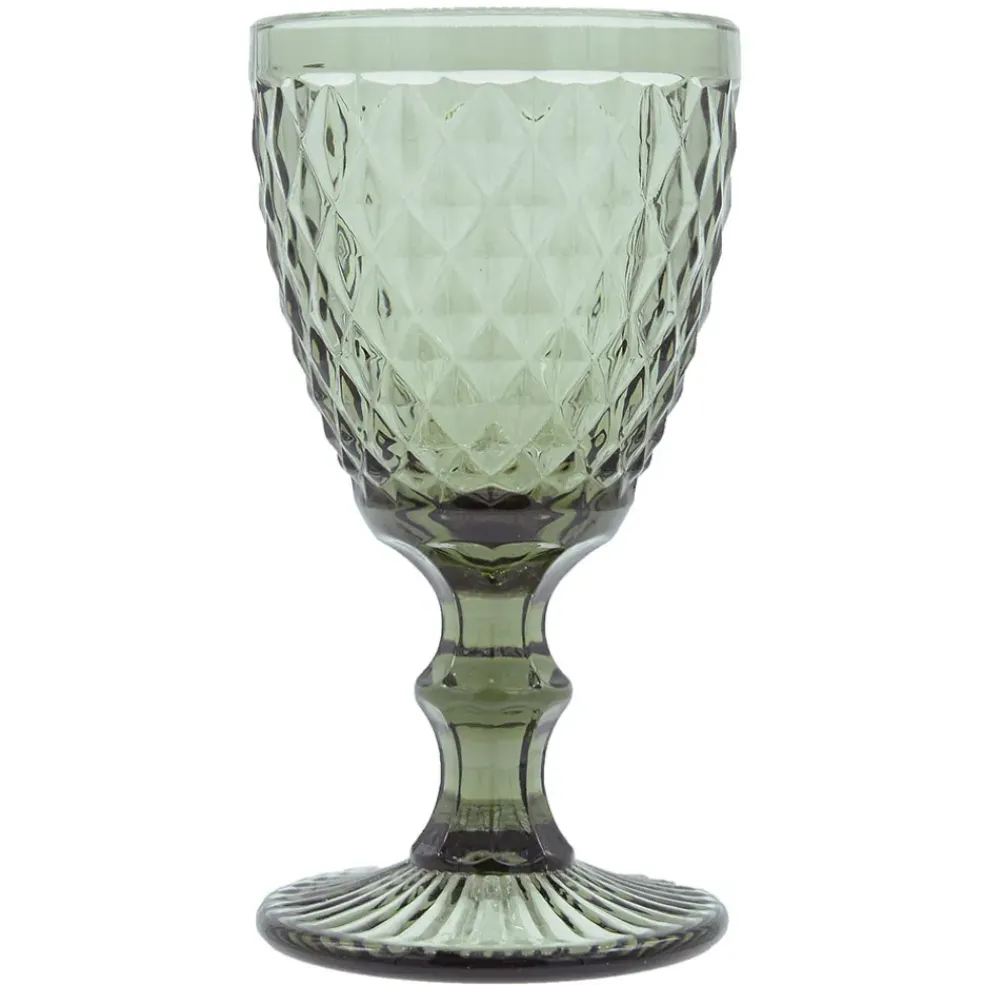 Verre à pied en verre vert 20cl - Diamond