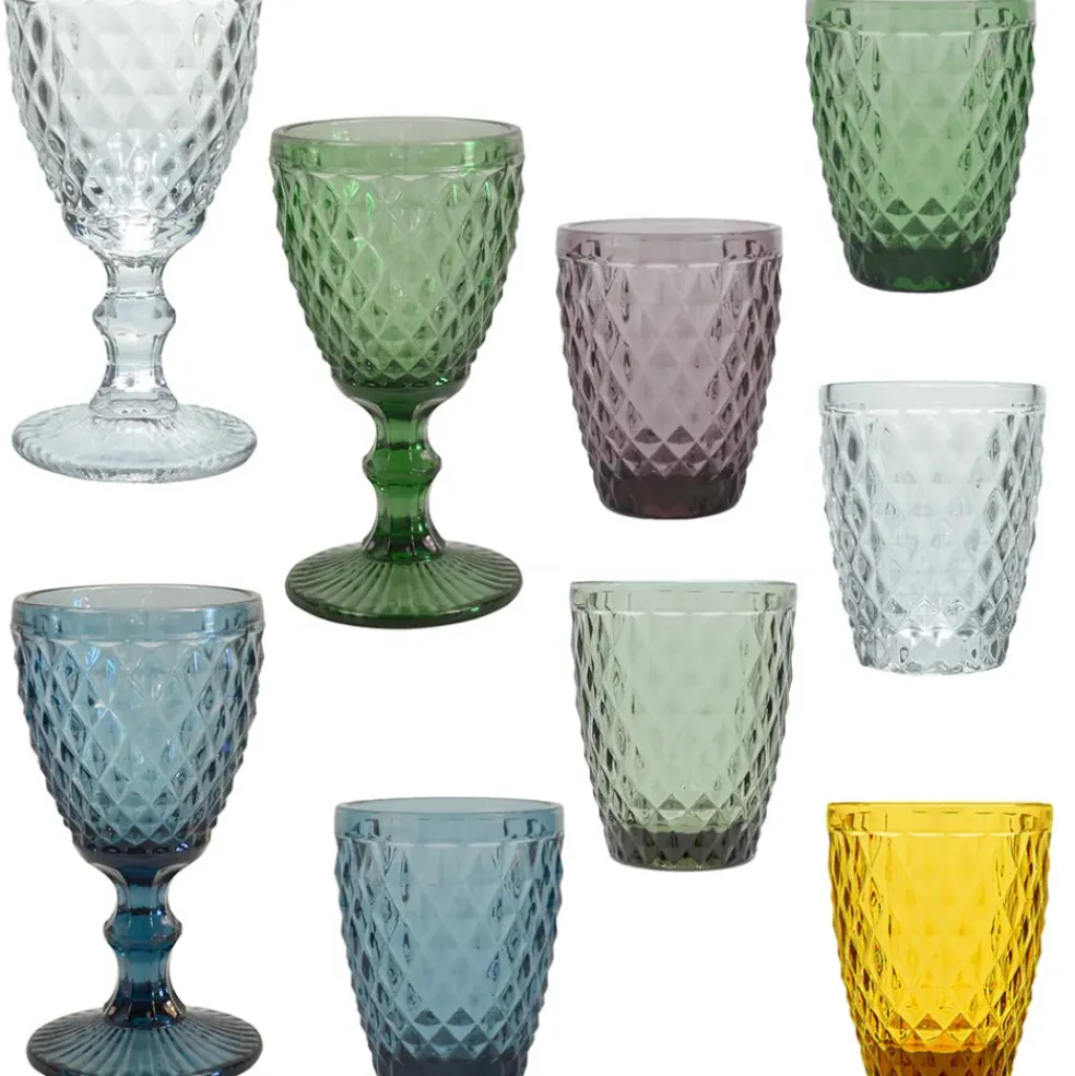 Verre à pied en verre vert 20cl - Diamond