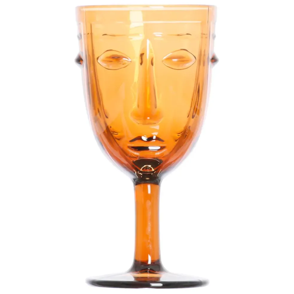 Verre à pied visage ambre