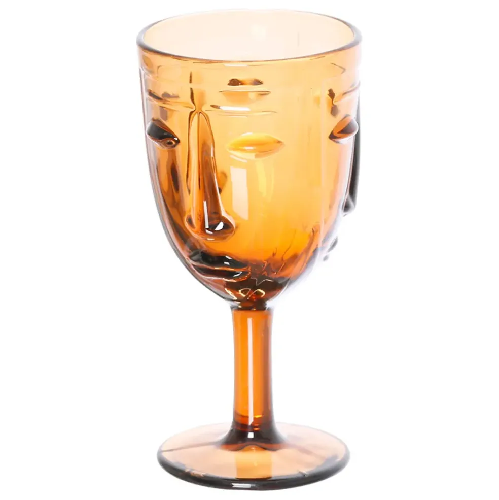 Verre à pied visage ambre
