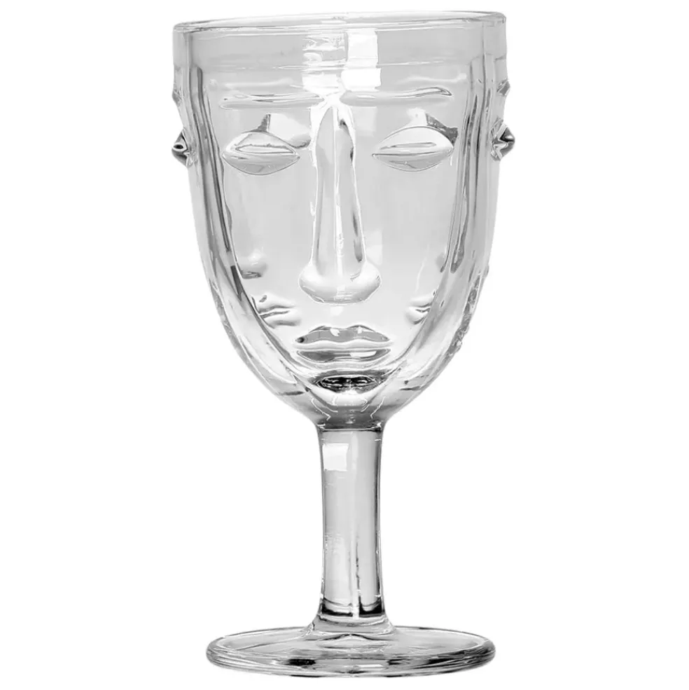 Verre a pied visage transparent - d8xh16.5cm