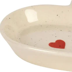 Vide poche cœur en grès blanc et rouge moucheté - Famille