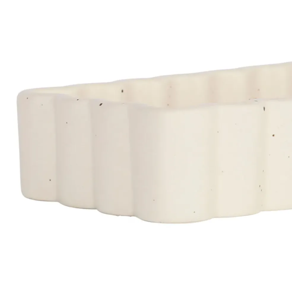 Vide poche rectangle en grès beige 18x10cm - Aurore