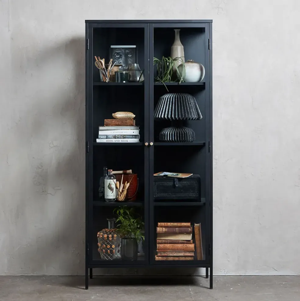 Vitrine en métal 4 étagères h190cm - carmel